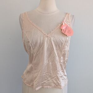 NEW Women's Vintage Sears 40 Peach Pink Top Slip Lace Trim